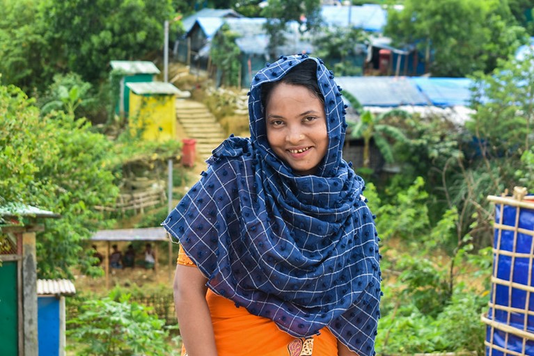 Halima in a Rohingya refugee camp in Cox’s Bazar in Bangladesh. Photo credit: Inmanuel Chayan Biswas/Caritas Bangladesh.