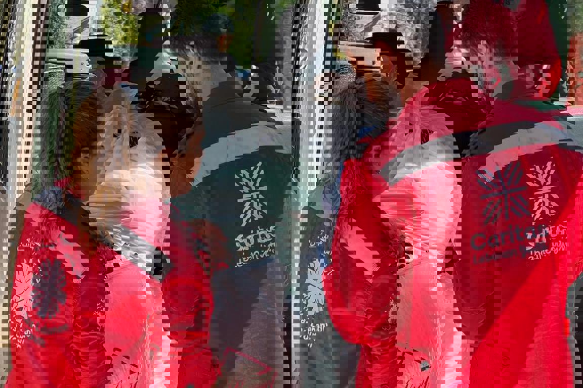 Caritas Lebanon Youth load aid supplies into a van March 2026 photo Credit Caritas Lebanon.jpg