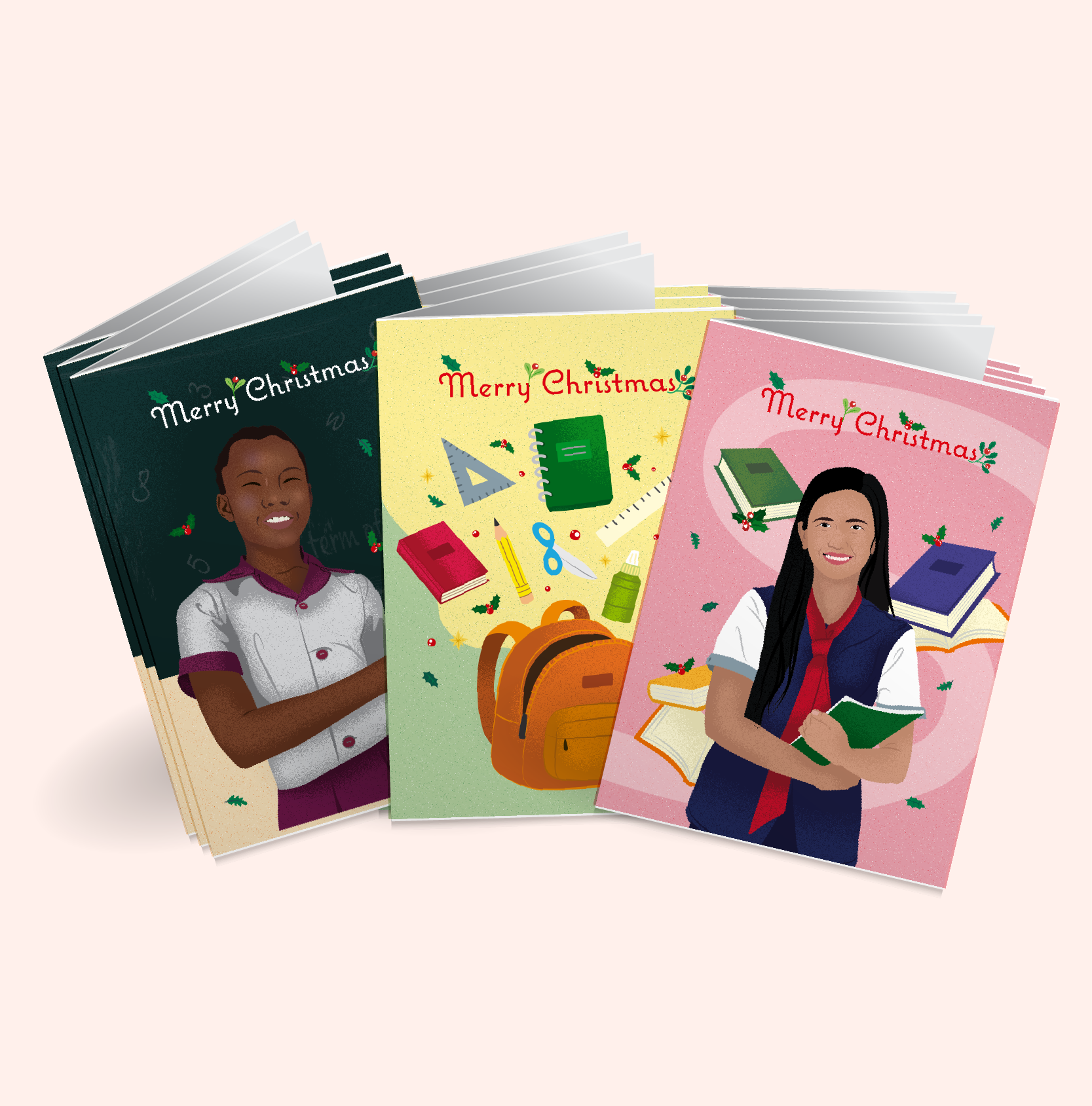 Global Gifts X MAS Product Tiles E Cards Christmas Card Education Theme Set G Card Mockup