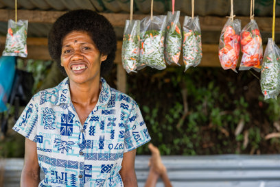 Manaini Outside Her Kiosk