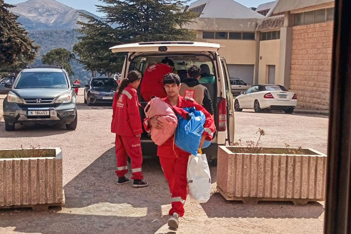 Caritas unpacking aid on the 2nd of March photo credit Caritas Lebanon.jpg