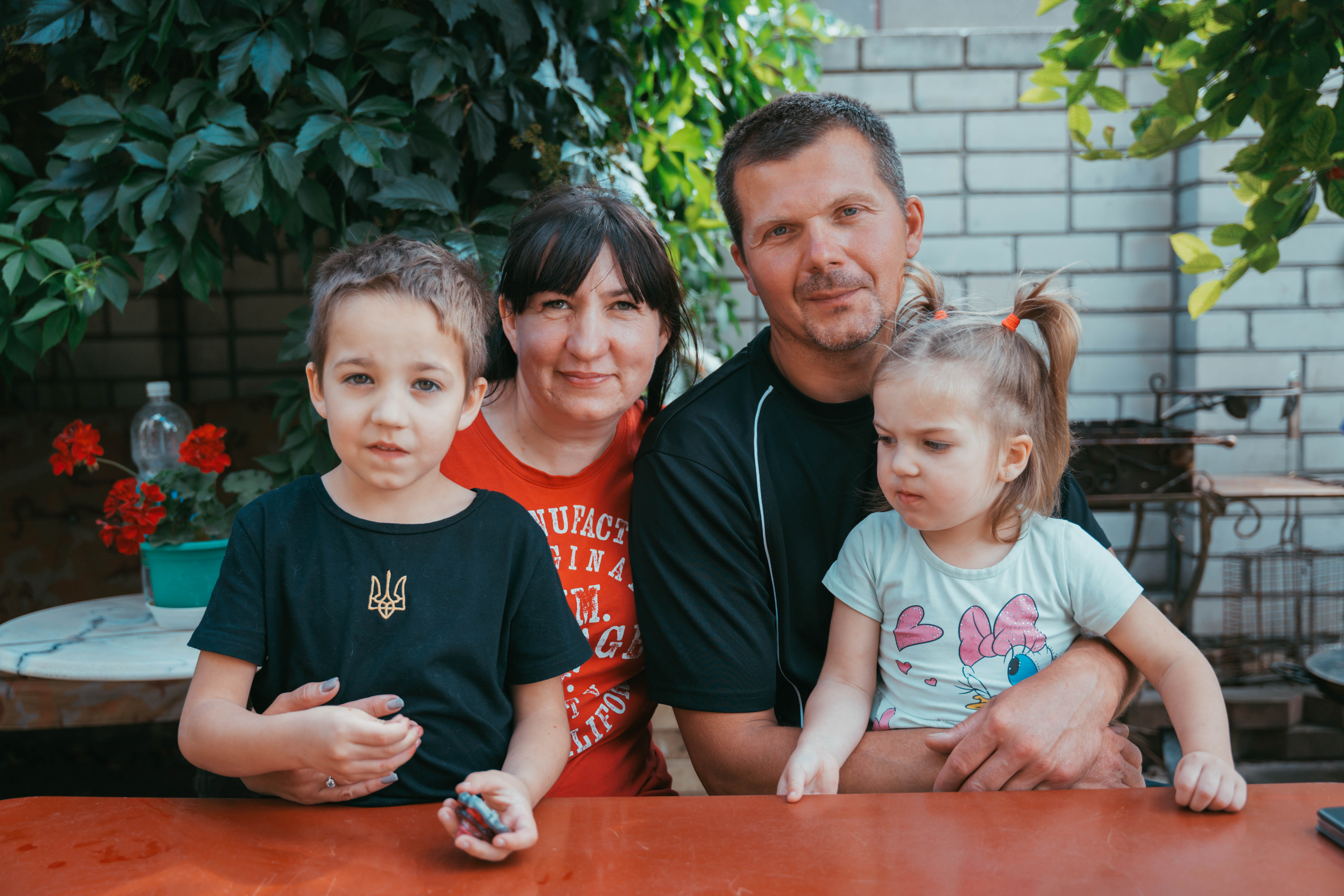 Ukranian family after escaping war.