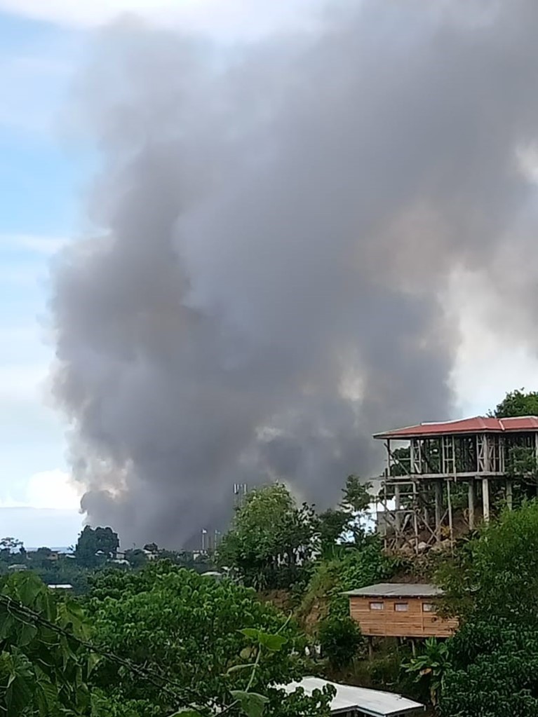 Fires seen from Rose Clough's home. Photo credit: Rose Clough/Caritas Australia Solomon Islands (CASI). 