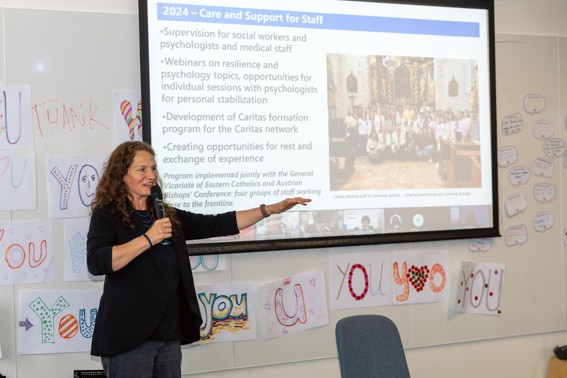Tetiana Stawnychy President Of Caritas Ukraine Speaking To Caritas Australia Staff Photo Credit Caritas Australia