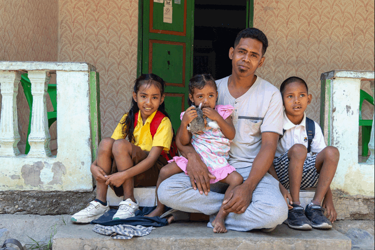 Chiquito and his family in Timor Leste. Photo credit Tim Lam for Caritas Australia.