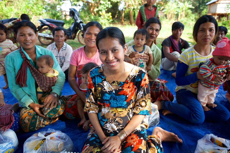 Sreymom with a group of mothers and children in Cambodia. Photo credit: Richard Wainwright/Caritas Australia