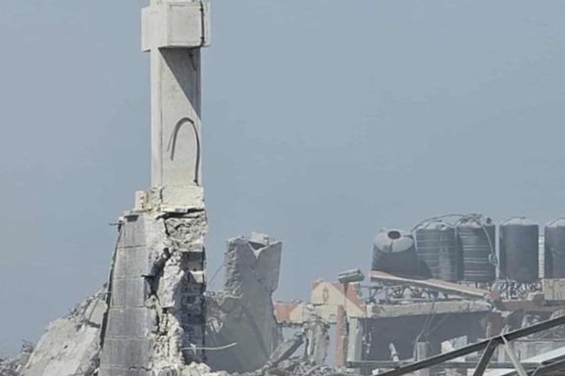 A Cross Remains Following The Shelling Of The Holy Family Church Photo Credit Caritas Jerusalem (2)