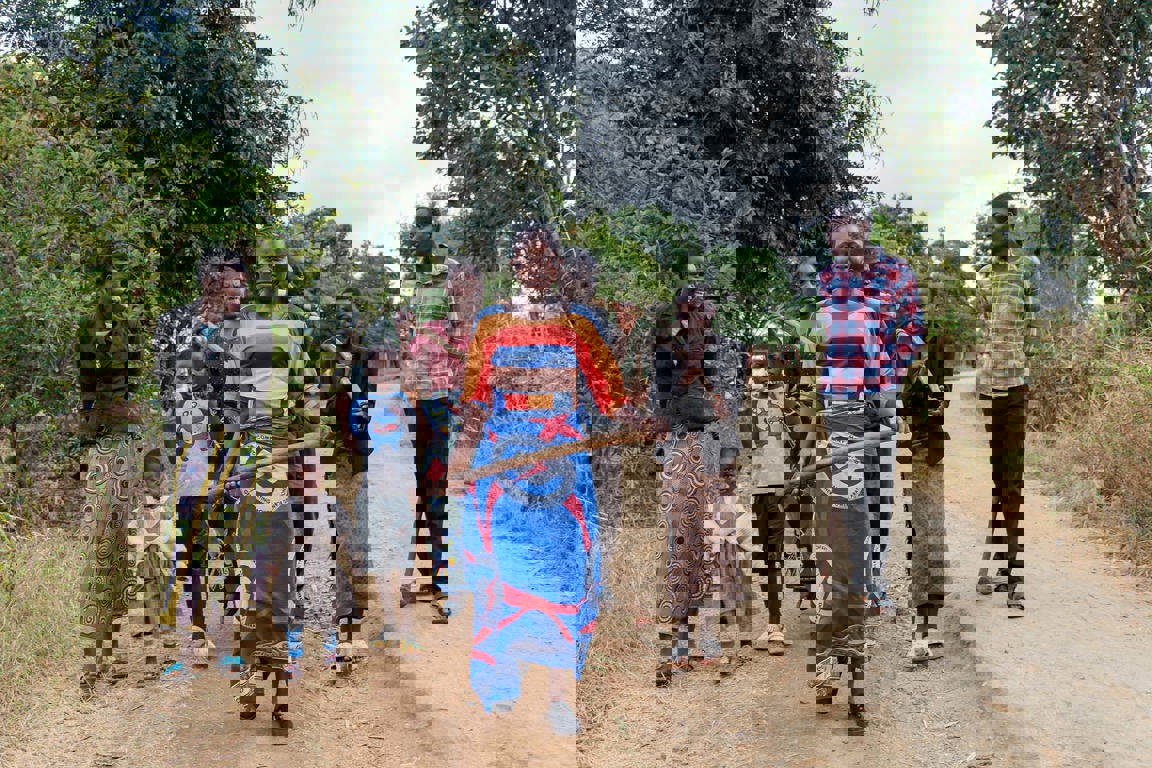 Memory Walking With Her Family On Their Farm