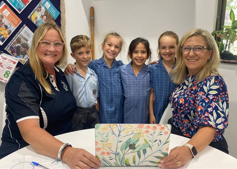 A primary school presents their Earthcare story at an Earthcare Schools Community network meeting. Photo: Mary's Mount Primary School