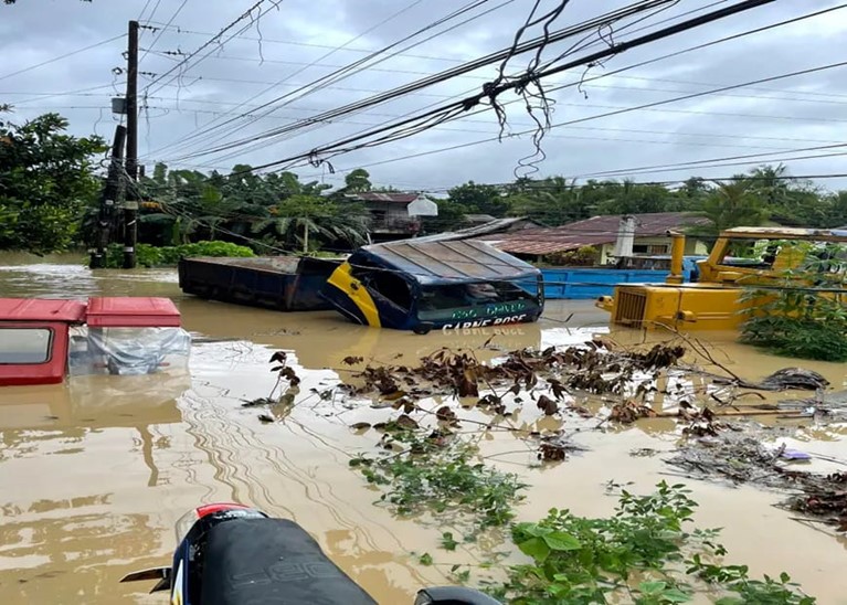 Damaged villages inundated with flood waters in northern Philippines after Typhoon Paeng. Photo Caritas Philippines
