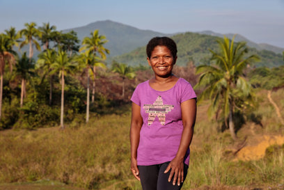 Shirley standing on the island of Camarines Norte in the Philippines