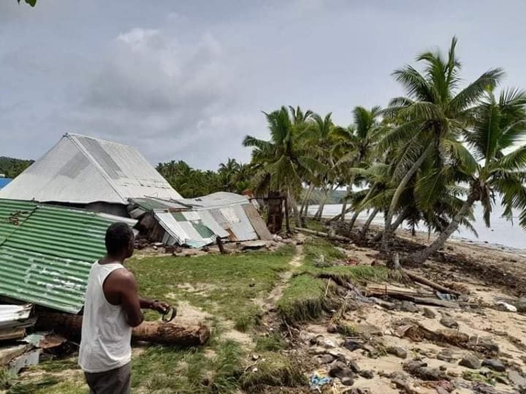 Coastal communities in the Fiji were damaged by tsunami caused by the volcano eruption in Tonga. Photo: Caritas Fiji.