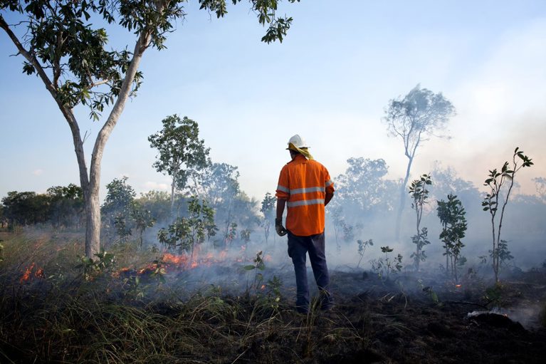 A carbon farmer in action. Photo: Richard Wainwright/Caritas Australia