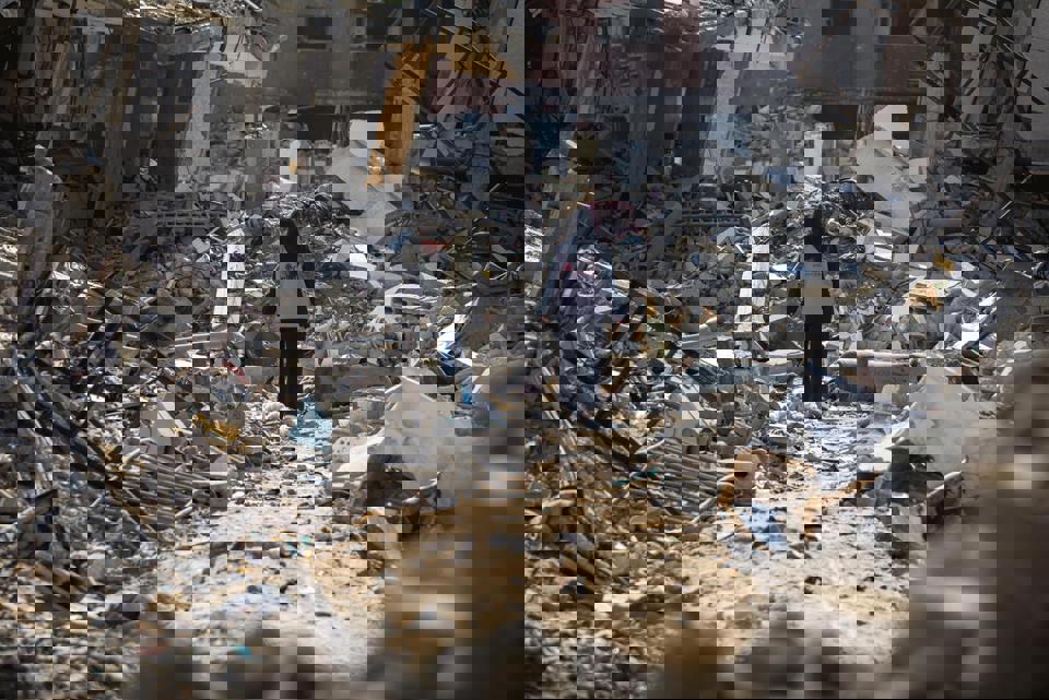 A Caritas Jerusalem Worker Amongst What Remains Of Her Community In Northern Gaza Photo Credit Caritas Jerusalem