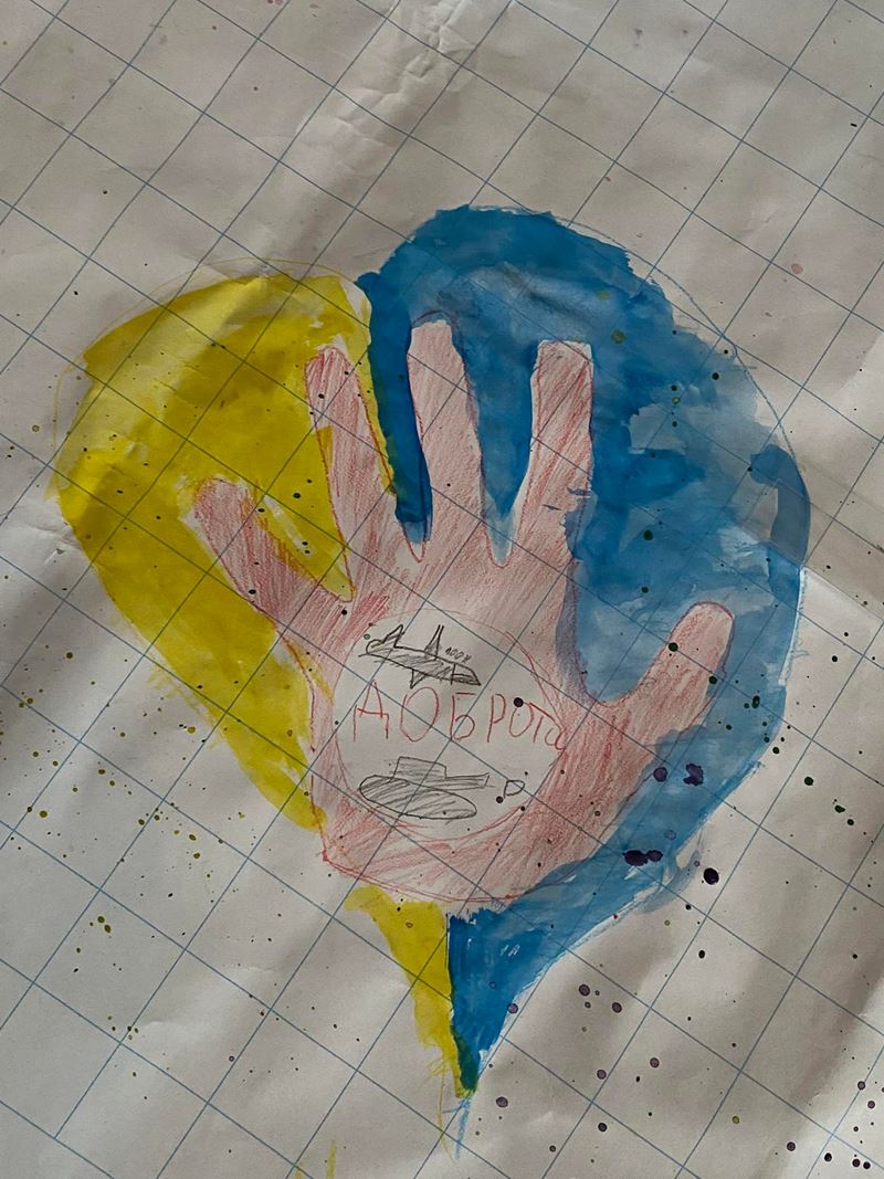 A Children's Drawing With The Word 'Kindness'. Photo Caritas Ukraine