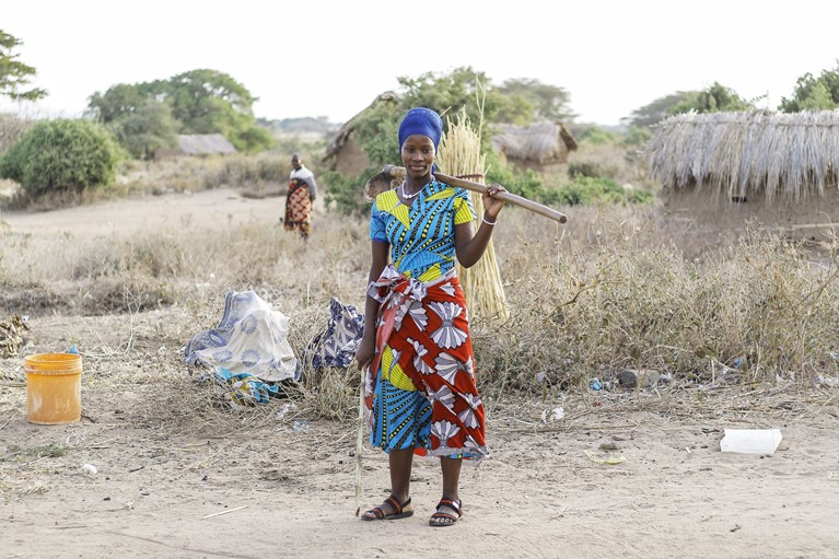 Oliva walks to work in fields near her home in Karatu District in Tanzania, August 2020. Photo credit: Richard Wainwright/Caritas Australia.