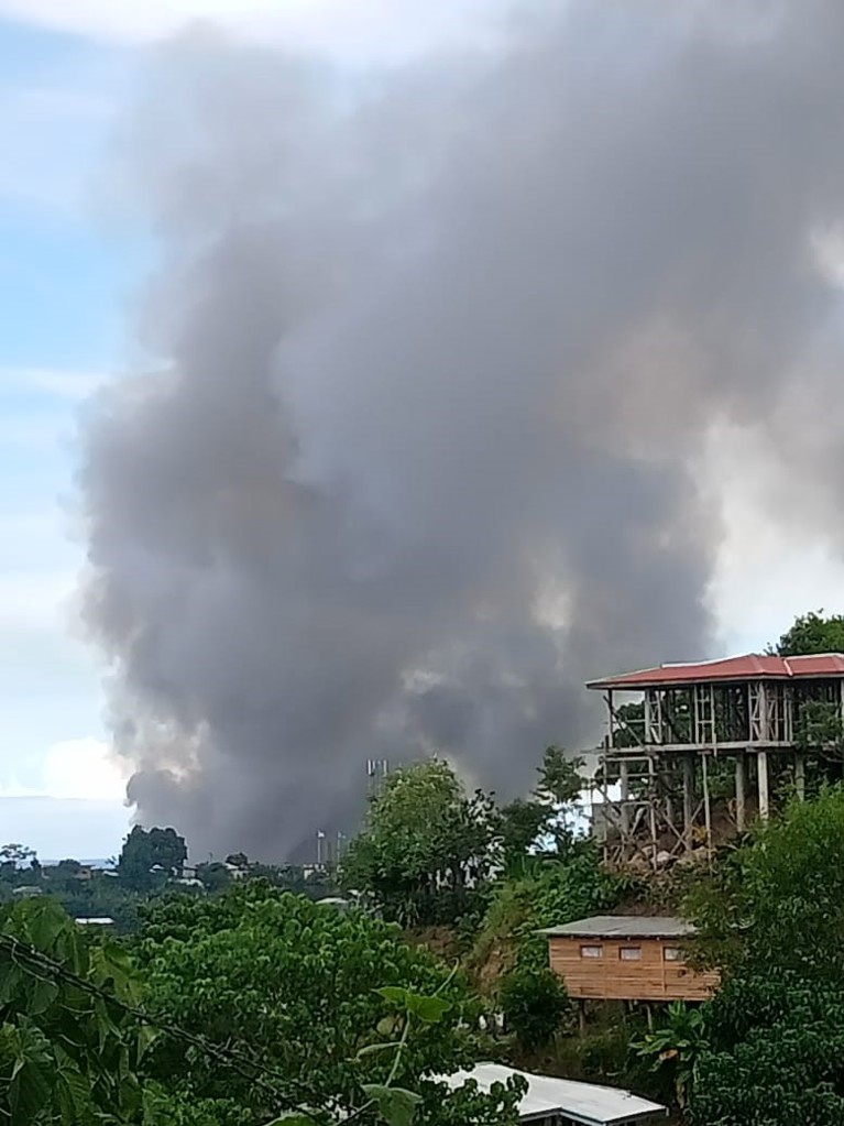 Fires seen from Rose Clough's home. Photo credit: Rose Clough/Caritas Australia Solomon Islands (CASI). 