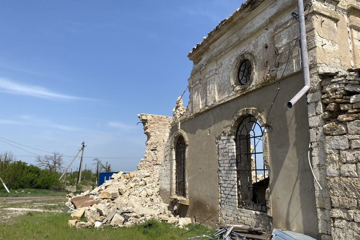 UKR_HET_A Destroyed Church In A Rural Village In Ukraine That Was Used As Target Practice By Russian Troops With Cluster Bombs Photo Credit CAFOD
