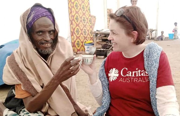 Caritas Australia CEO Kirsty Robertson visits an IDP camp in northern Ethiopia. Photo: Richard Landels/Caritas Australia.