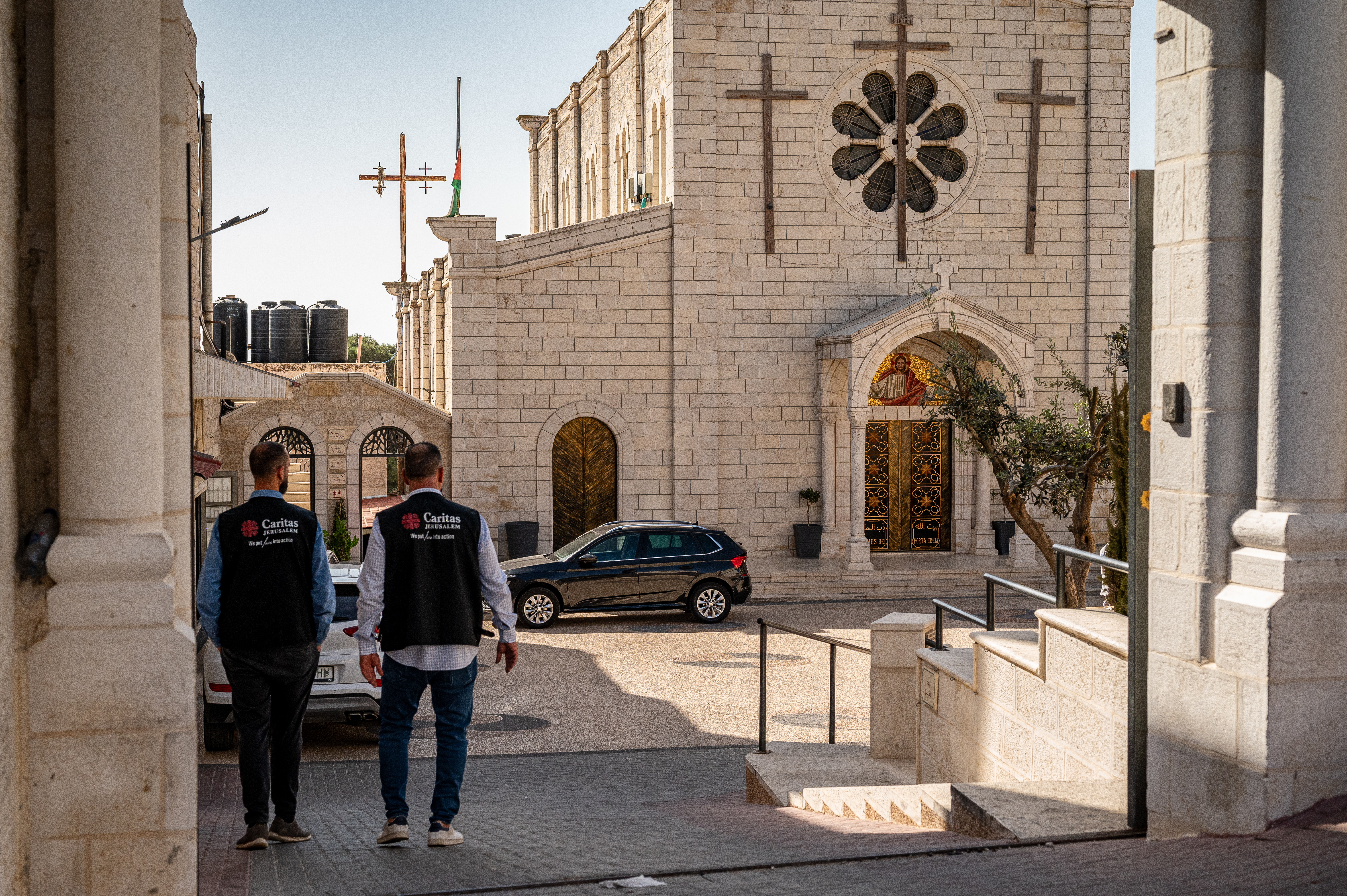 Caritas Jerusalem Staff Walk Near The Church Of Saint George In Taybeh Prior To The Attack Photo Credit Caritas Jerusalem