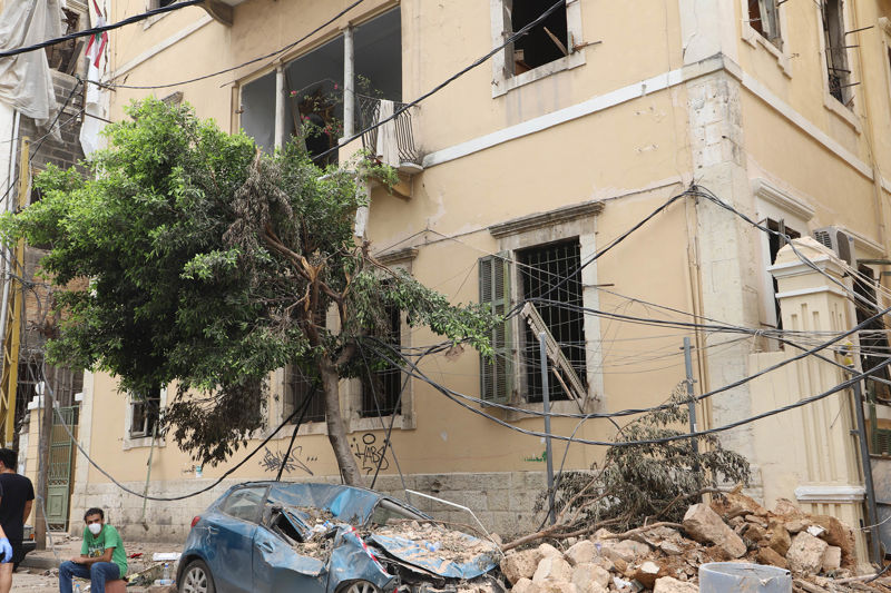 Rubble and damage from the Beirut blast