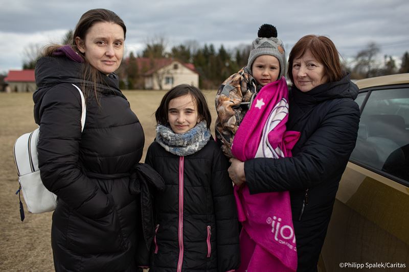 Family of refugees in Poland