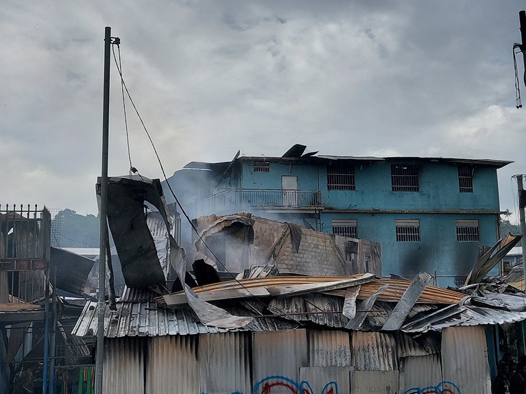 Destruction after riots in Honiara. Photo: Rose Clough/Caritas Australia. 