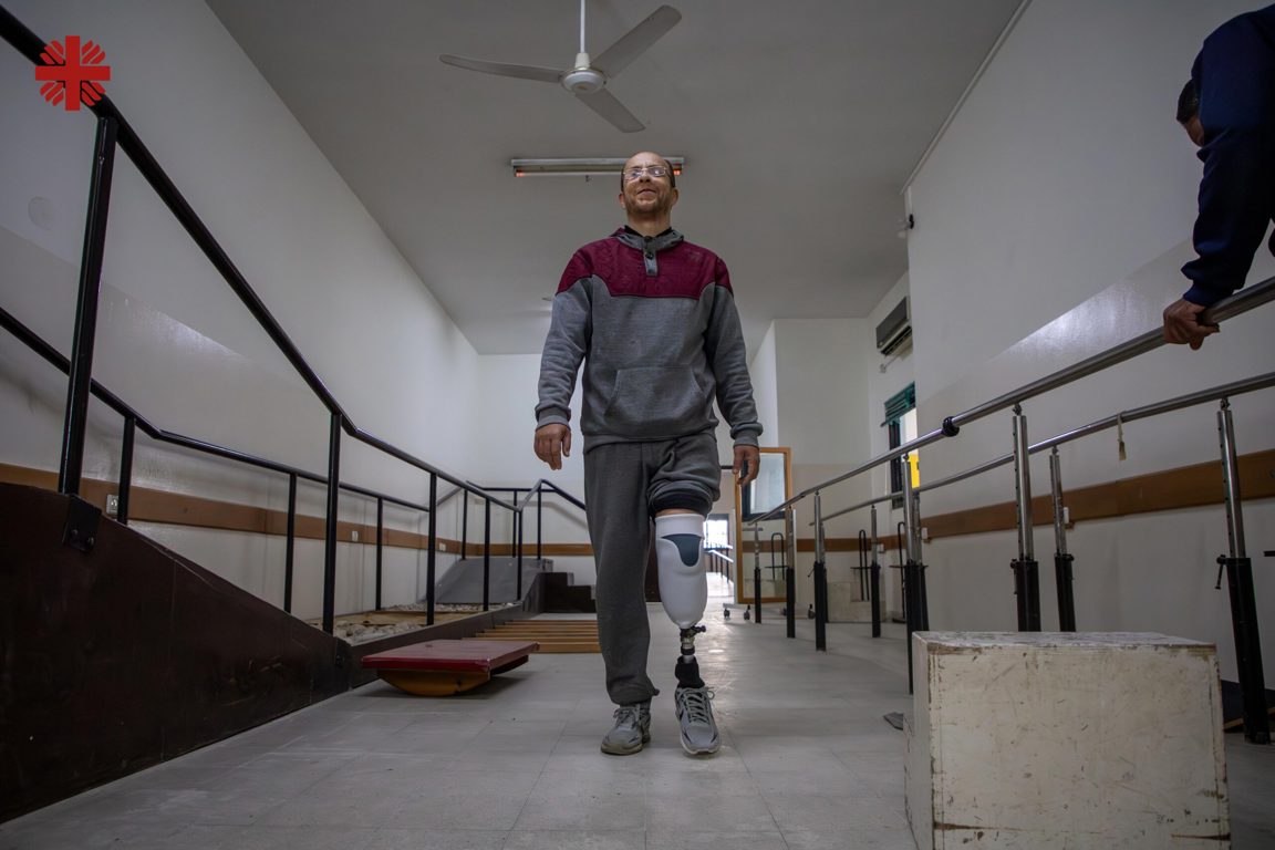 A Man Walks With A Prosthetic Leg Provided By A Caritas Backed Program Photo Credit Caritas Jerusalem